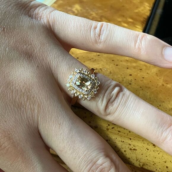 Natural Yellow Zircon Yellow Sapphire Sterling Silver Ring Size 6 - Picture 4 of 9